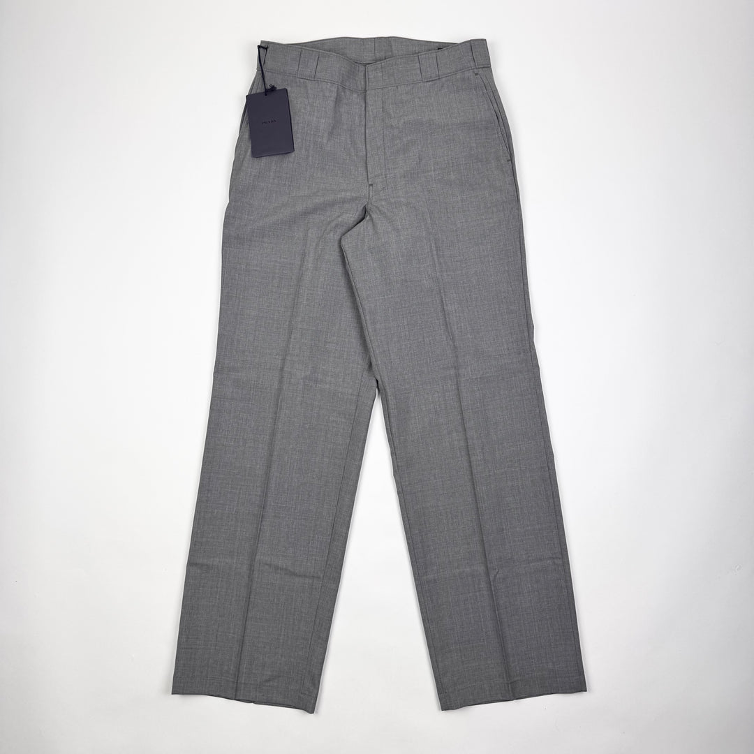 Prada SS2024 Main-Line Light Gray Wide Fine Wool Pants
