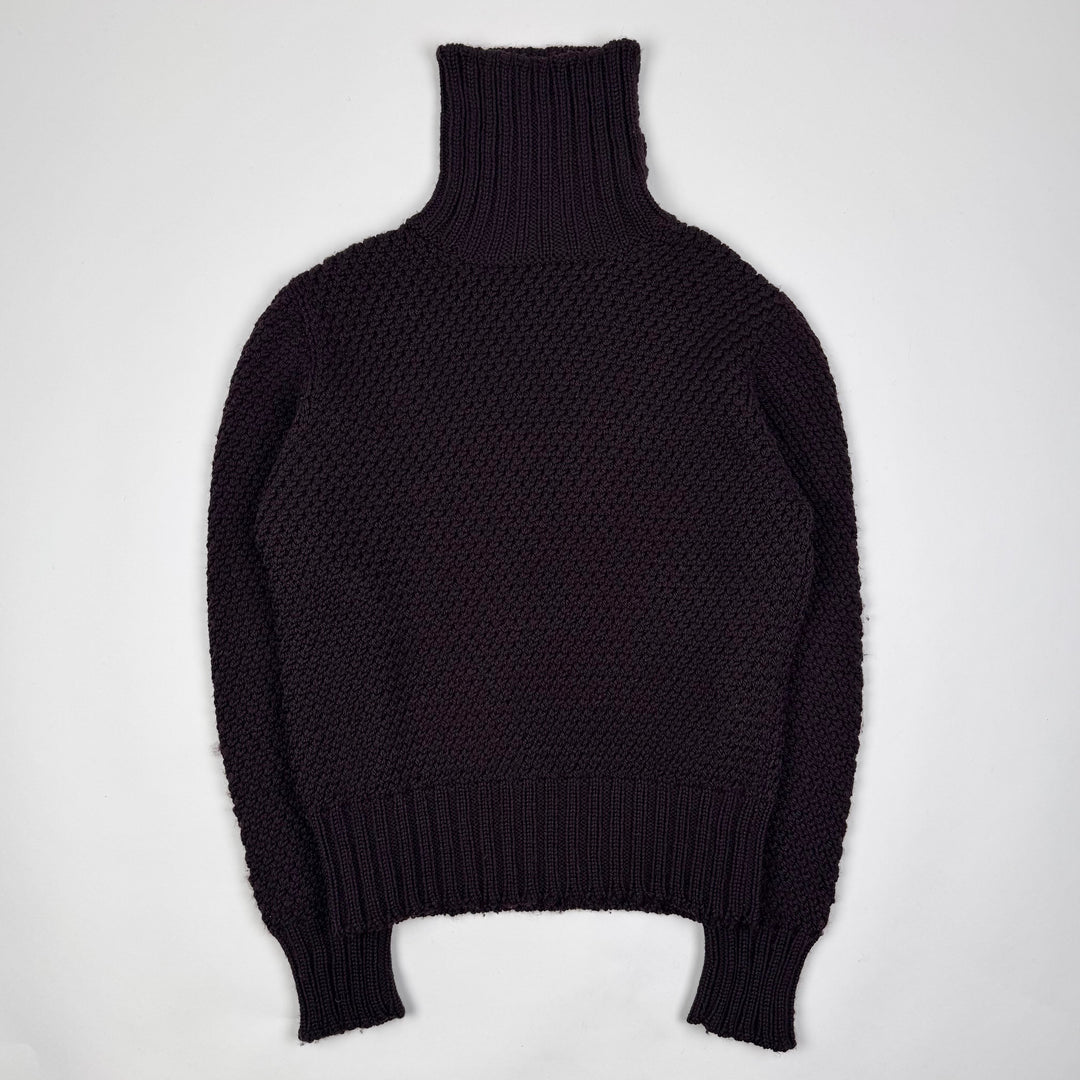Gucci By Tom Ford Brown Chunky Wool Knit Turtleneck Sweater