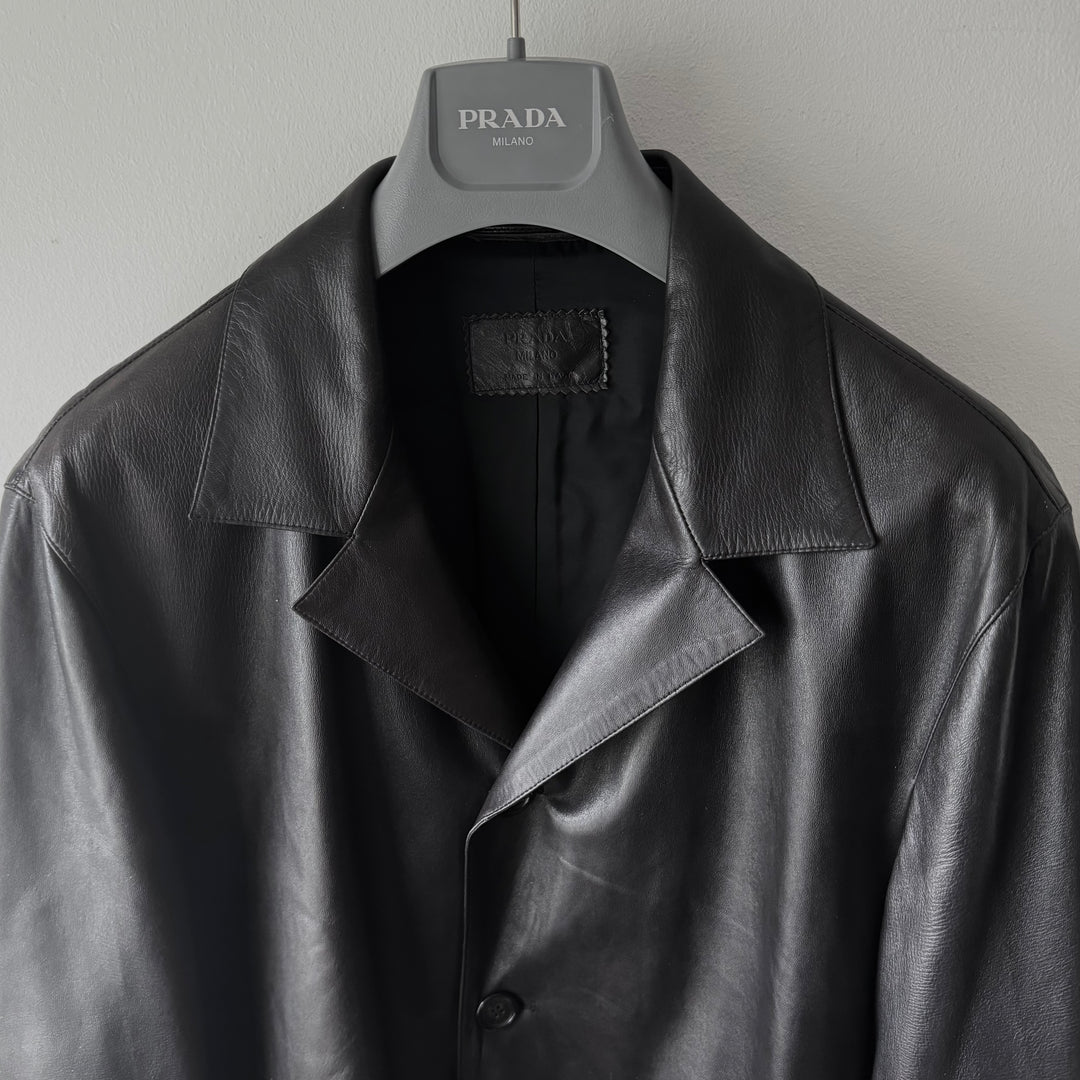 Prada Mainline Long Leather Overcoat