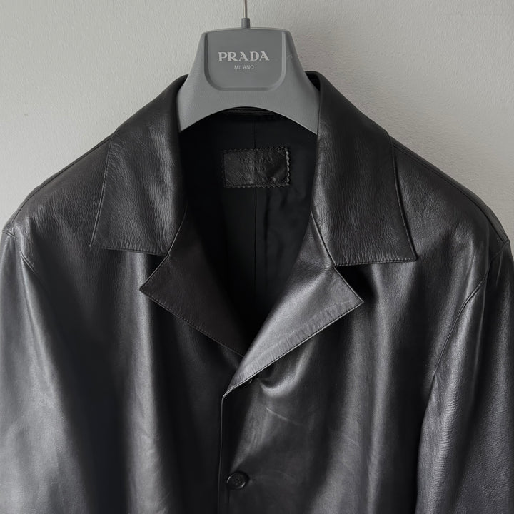 Prada Mainline Long Leather Overcoat