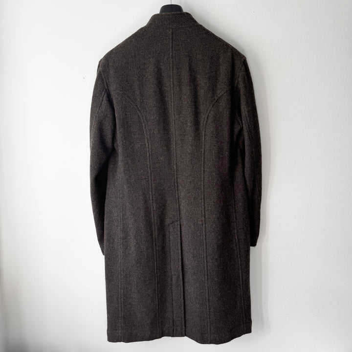 Yohji Yamamoto Pour Homme FW2012 Grey/Brown Wool Asymmetric Stand Collar Coat