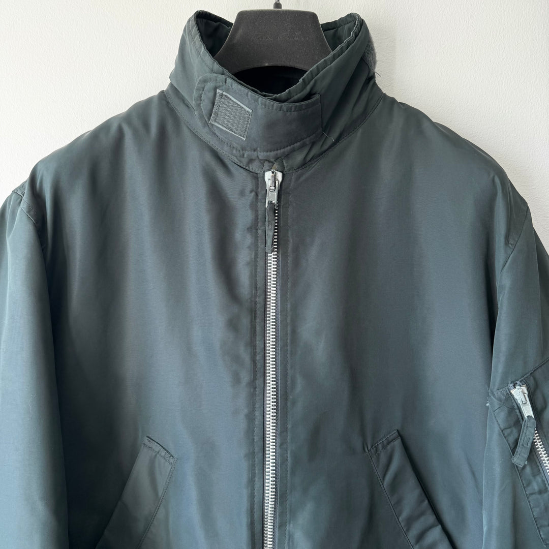Helmut Lang AW1998 Gray Polyamide MA-1 Flight Bomber Jacket