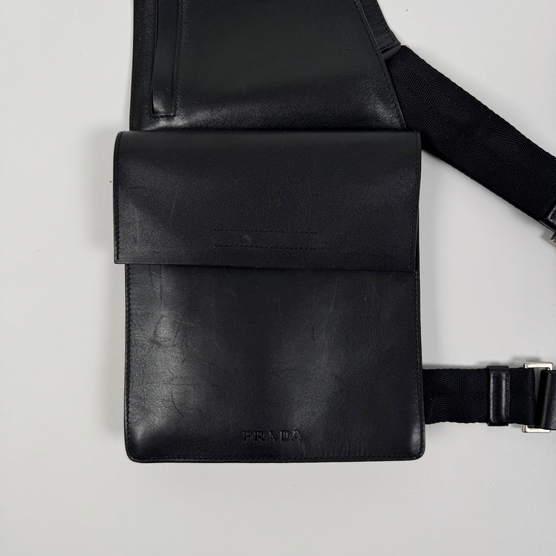 Prada SS1999 Black Leather Crossbody Sling Holster Bag