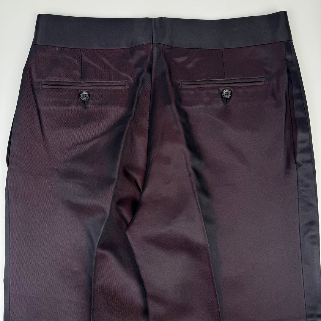 Gucci By Tom Ford SS1998 Red/Black Iridescent Silk Wide Relaxed Suit Trousers