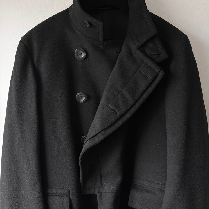 Gucci By Tom Ford FW2002 Black Asymmetrical High Neck Wool Half Coat