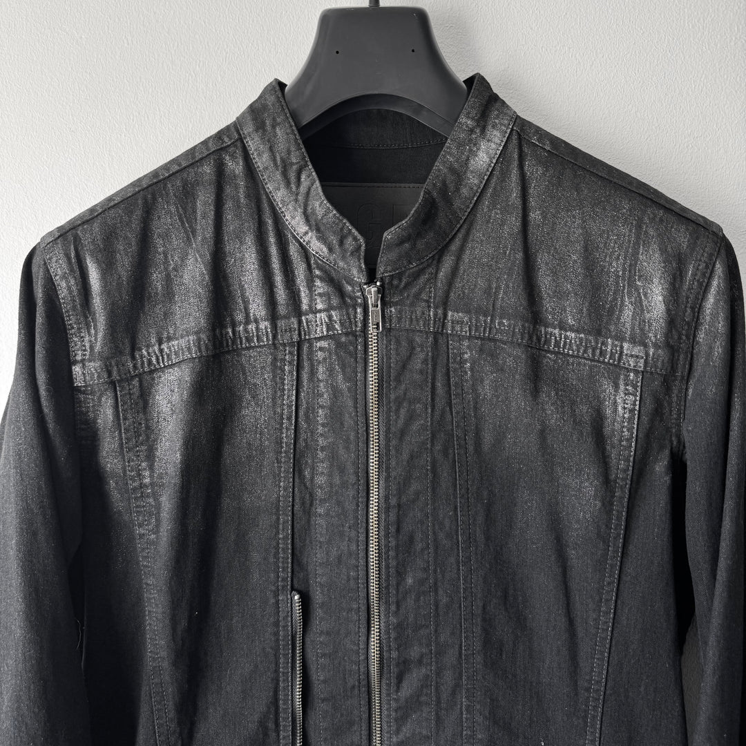 LGB Black Cotton Waxed Denim Back-Zip Jacket