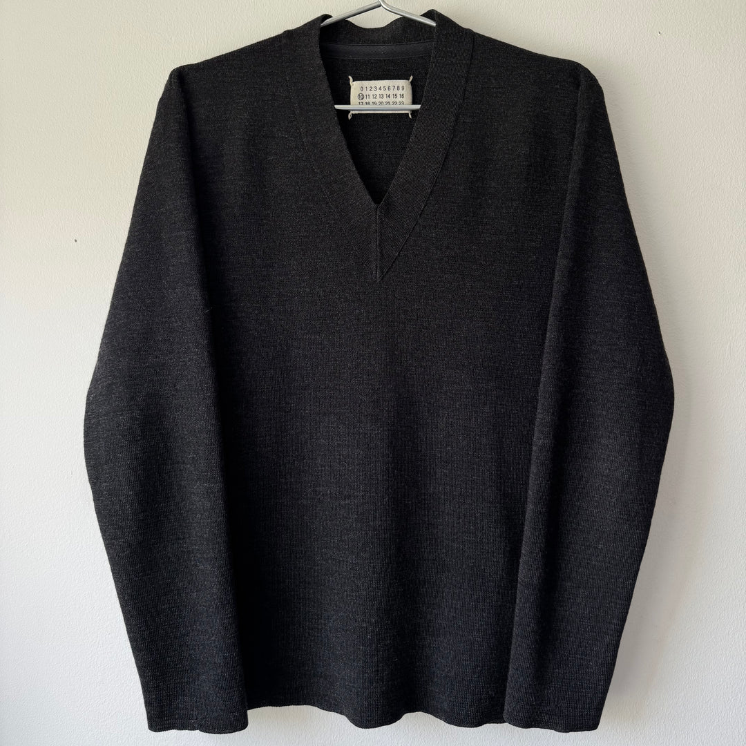 AW1999 Martin Margiela Dark Gray Virgin Wool V-Neck Knit