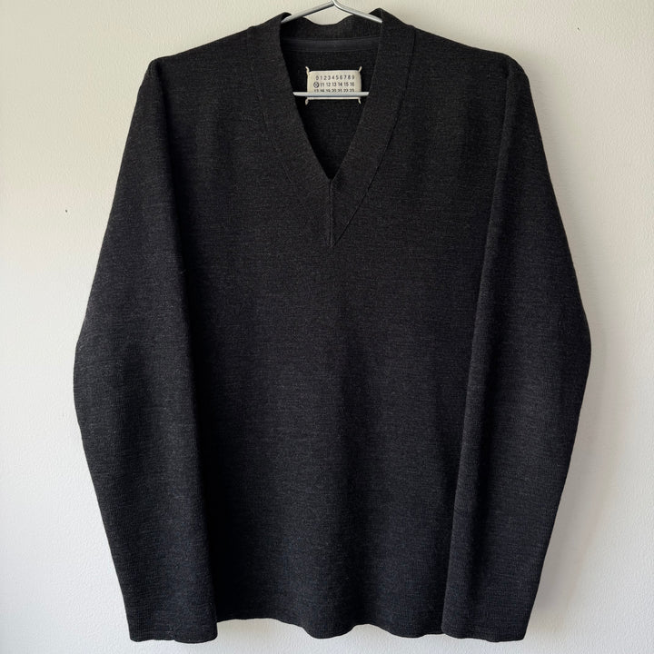 AW1999 Martin Margiela Dark Gray Virgin Wool V-Neck Knit