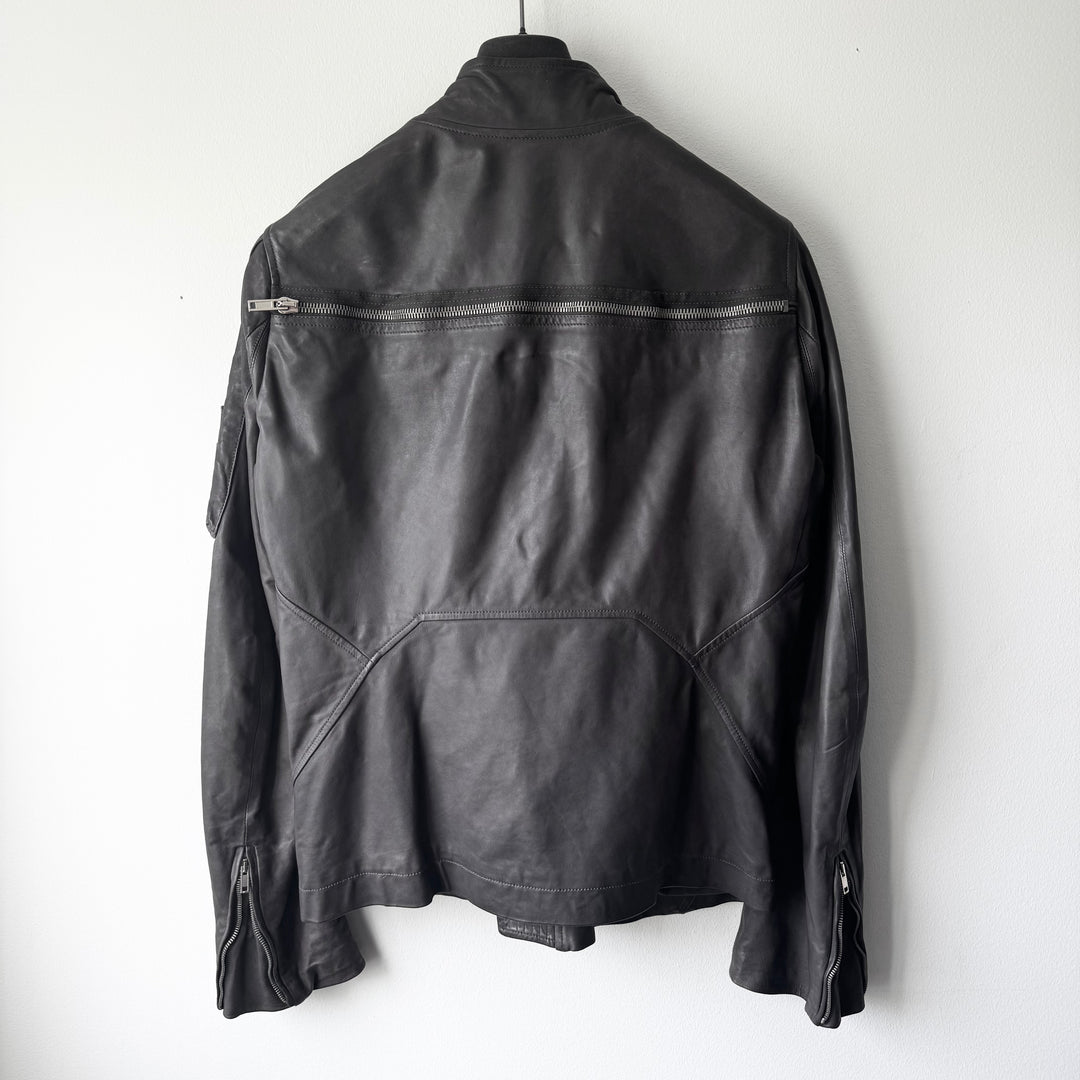 Rick Owens SS2010 Dark Shadow Gray Globa Back-Zip Lamb Leather Jacket