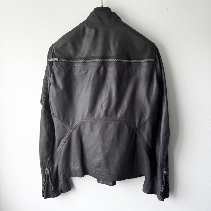 Rick Owens SS2010 Dark Shadow Gray Globa Back-Zip Lamb Leather Jacket