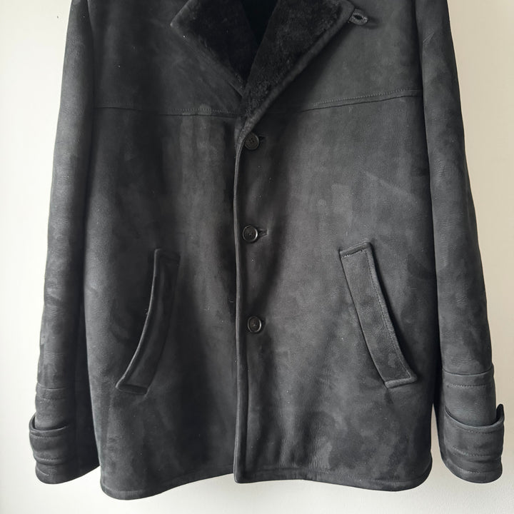 Prada FW2023 Black Lamb Shearling Leather Short Coat