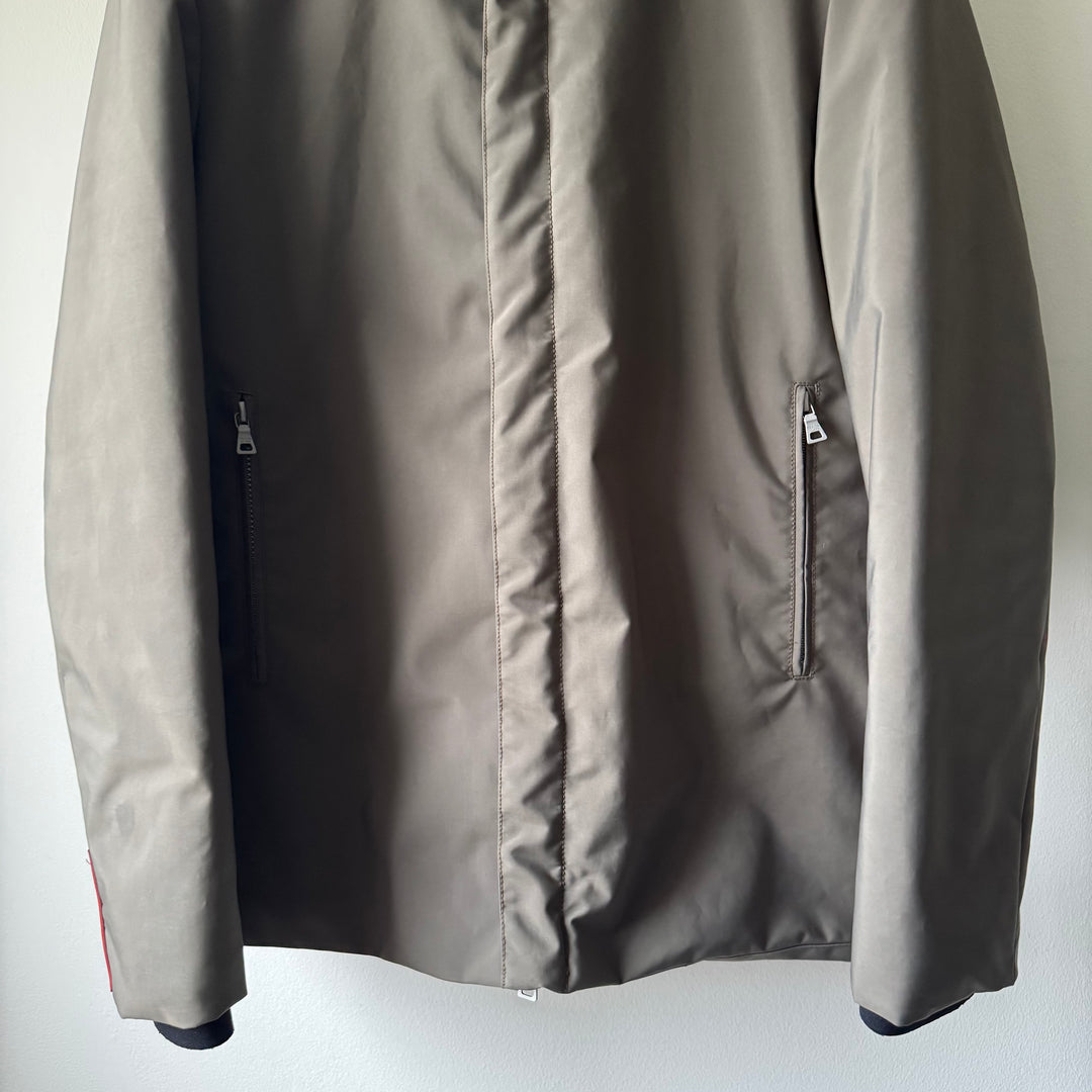 Prada Linea Rossa FW1999 Gray Neoprene Ninja Hooded Insulated Padded Jacket