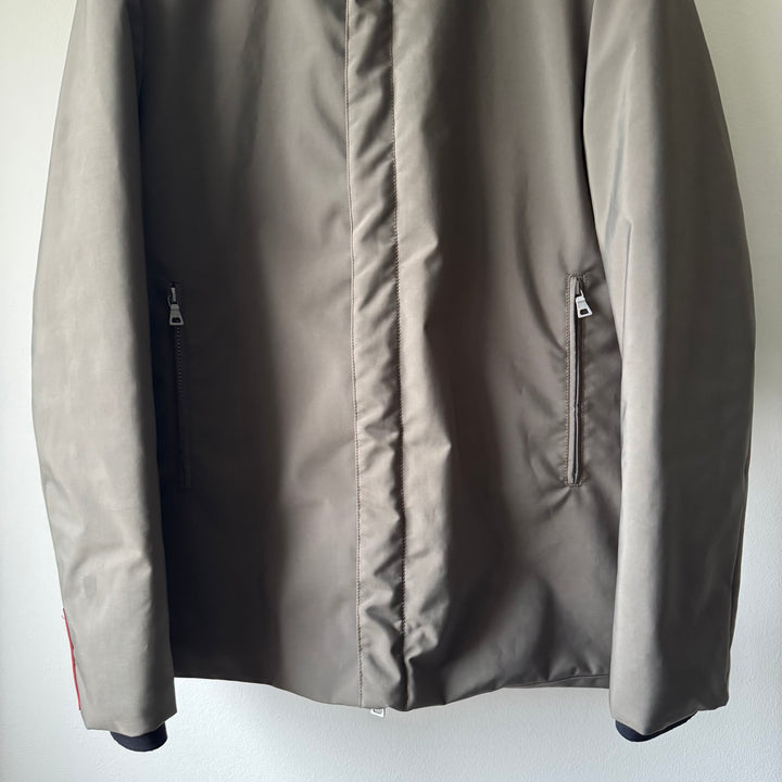 Prada Linea Rossa FW1999 Gray Neoprene Ninja Hooded Insulated Padded Jacket