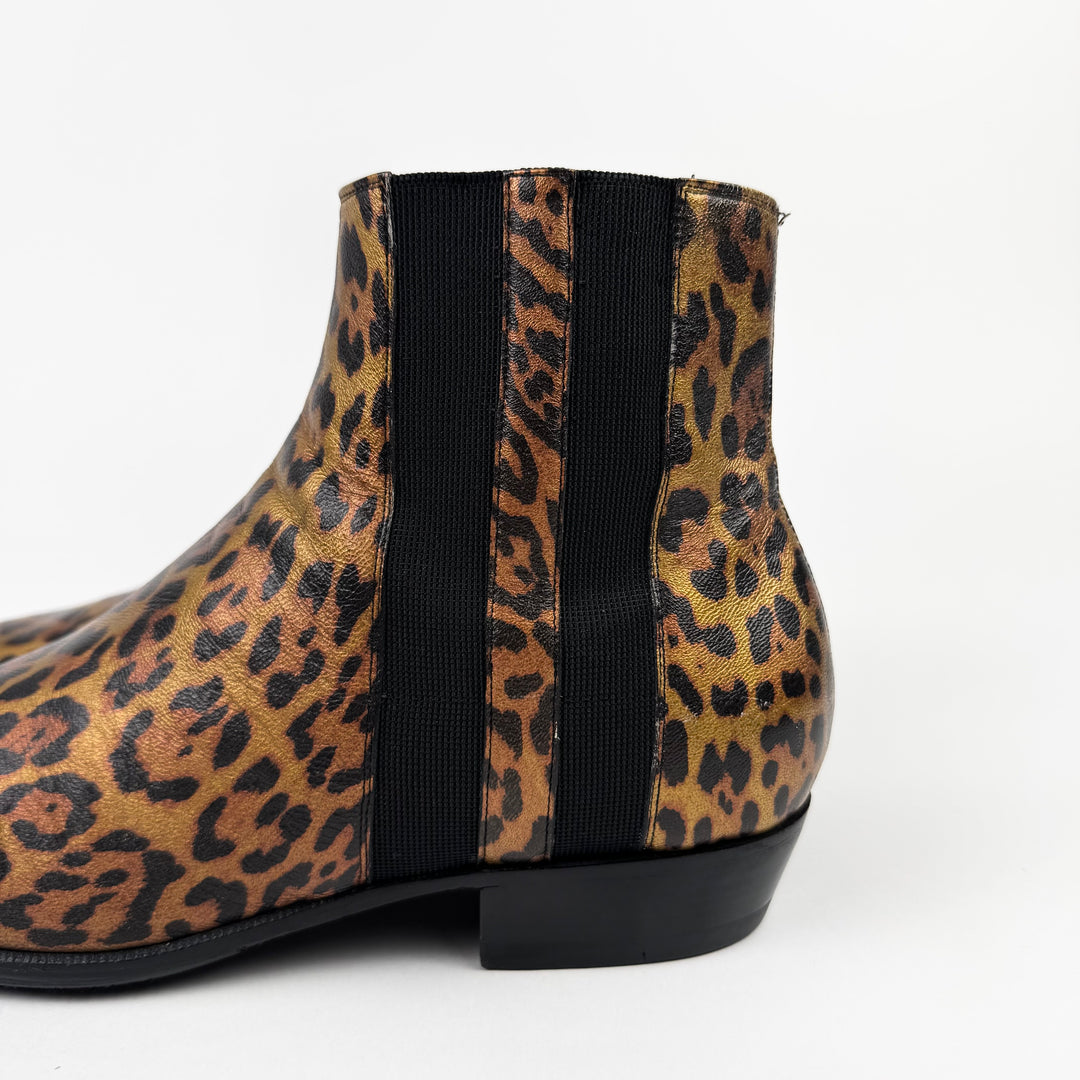 Saint Laurent SS2015 Leopard Pointy Leather Chelsea Boots