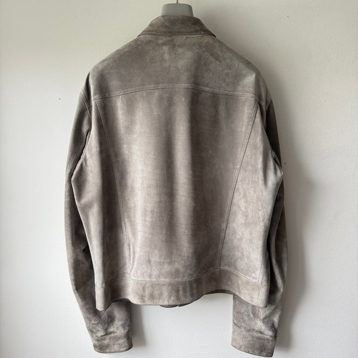 Gucci By Tom Ford 2000’s Gray Suede  Nubuck Trucker Blouson Leather Jacket