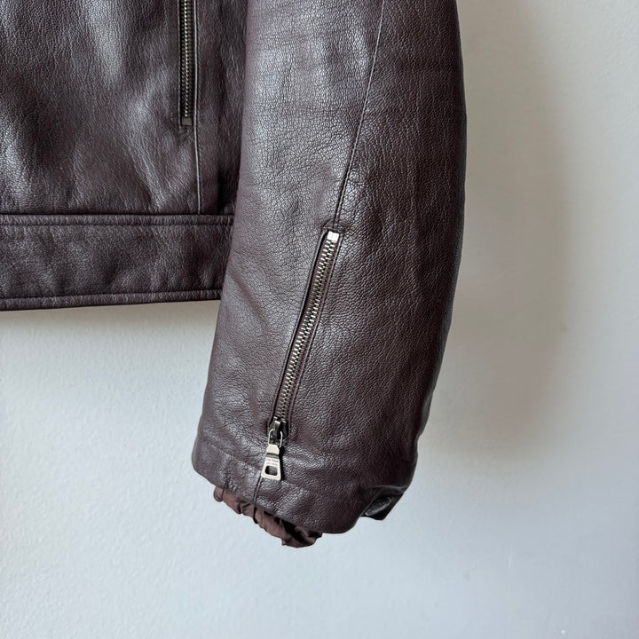 Prada Linea Rossa SS2001 Brown Café Racer Leather Jacket