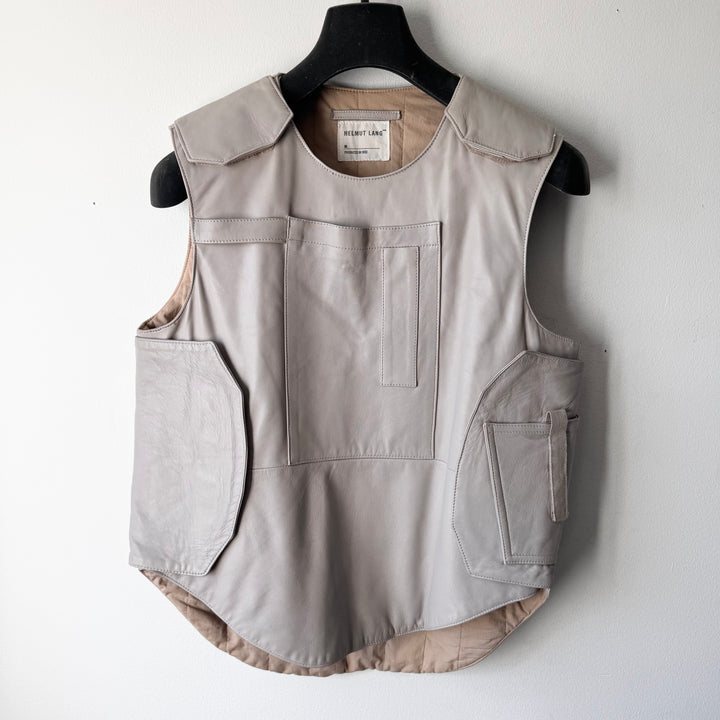 Helmut Lang SS1998 White Leather Bulletproof Tactical Vest