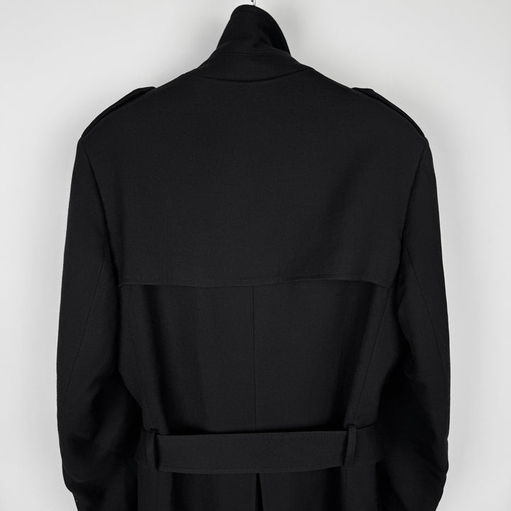 AW2008 Martin Margiela Black Double Breasted Long Military Wool Trench Coat