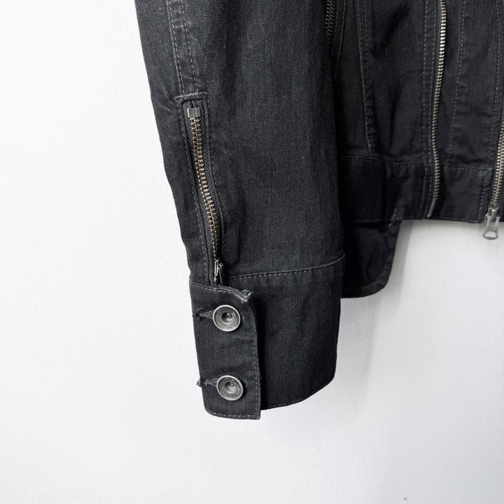 LGB Black Cotton Waxed Denim Back-Zip Jacket