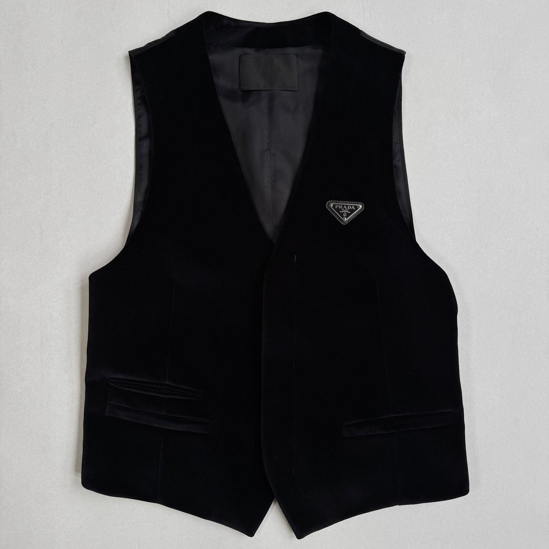 Prada SS22 Logo Velvet Dress Vest