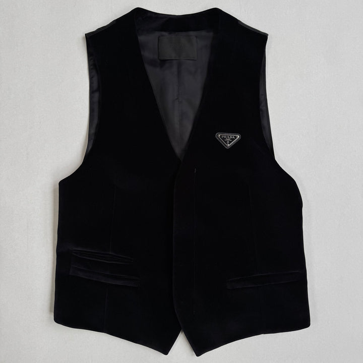 Prada SS22 Logo Velvet Dress Vest