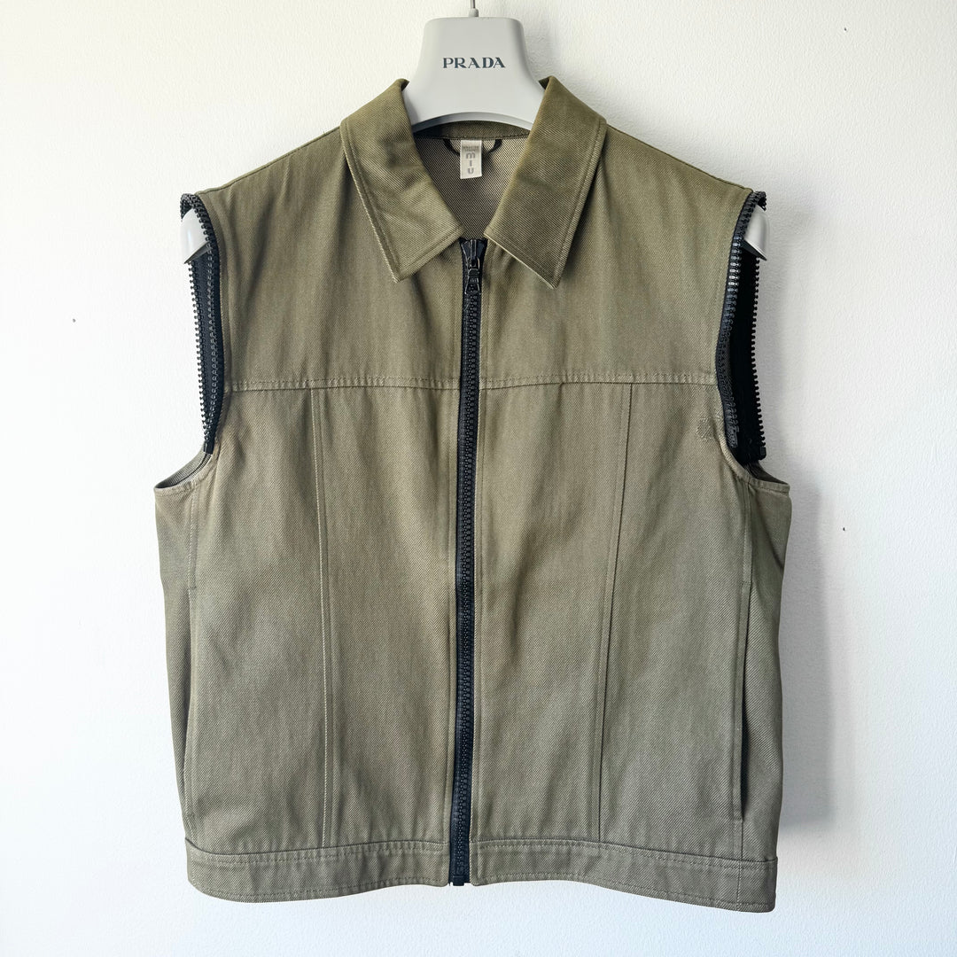 Miu Miu SS2000 Green Cotton Cropped Zip-Up Modular Denim Jacket