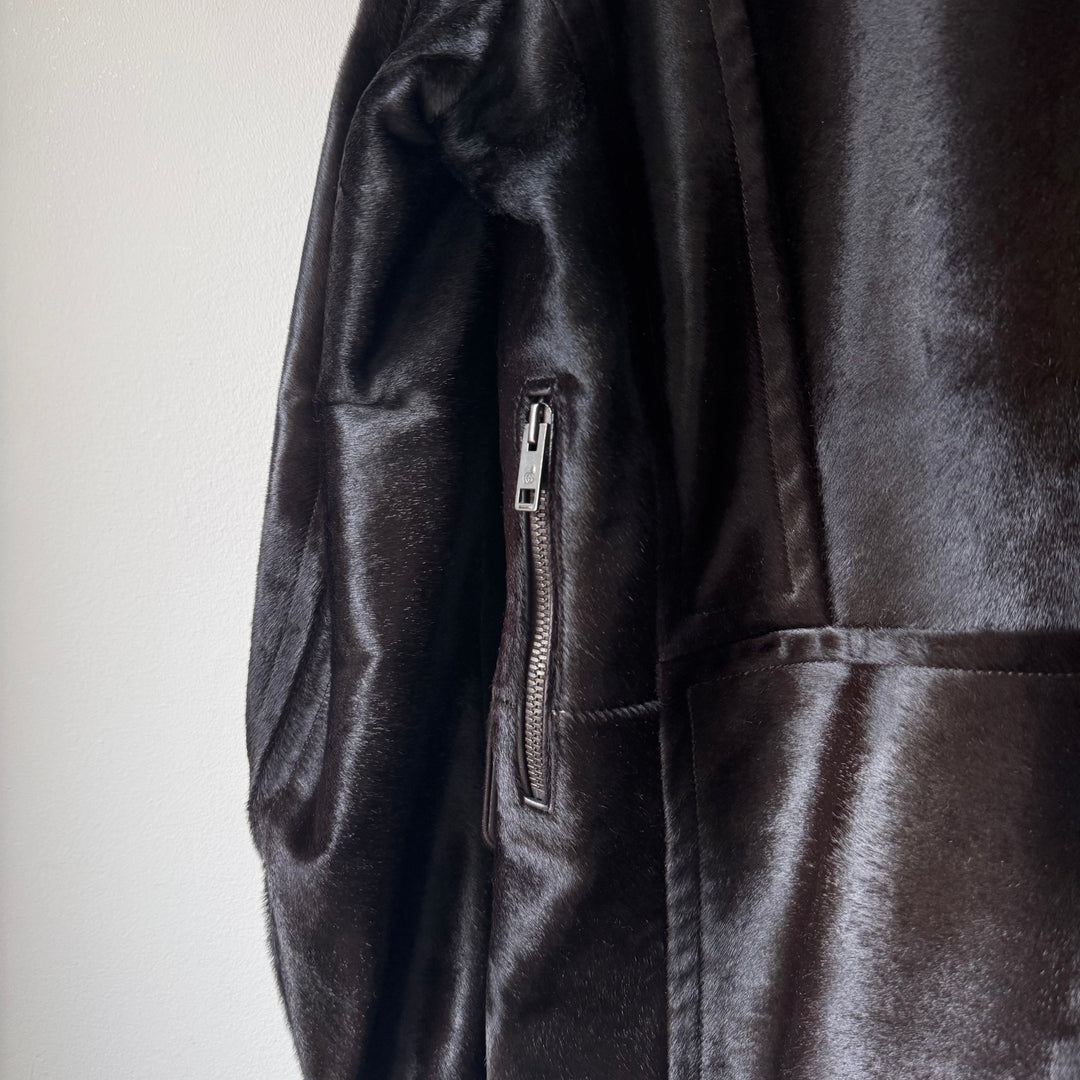 Gucci By Tom Ford FW2004 Brown Calf Hair-On-Hide Leather Half Coat Jacket