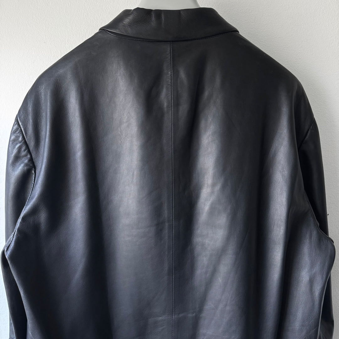 Prada SS1999 Navy Lamb Nappa Leather Zip-Up Blouson Jacket