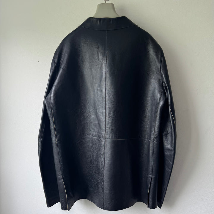 Prada 1990’s Button Up Contrast Leather Jacket