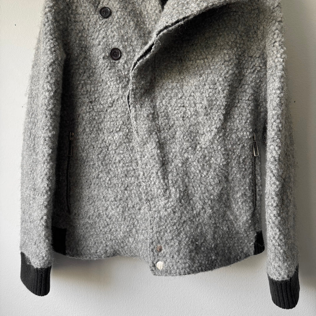 Dior Homme FW2009 Gray Asymmetric Drape Collar Mohair Jacket