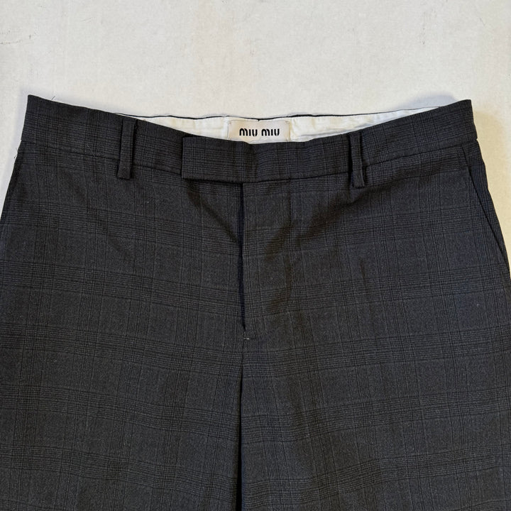 Miu Miu 2022 Checkered Prince Of Wales Pleated Fine Wool Pants