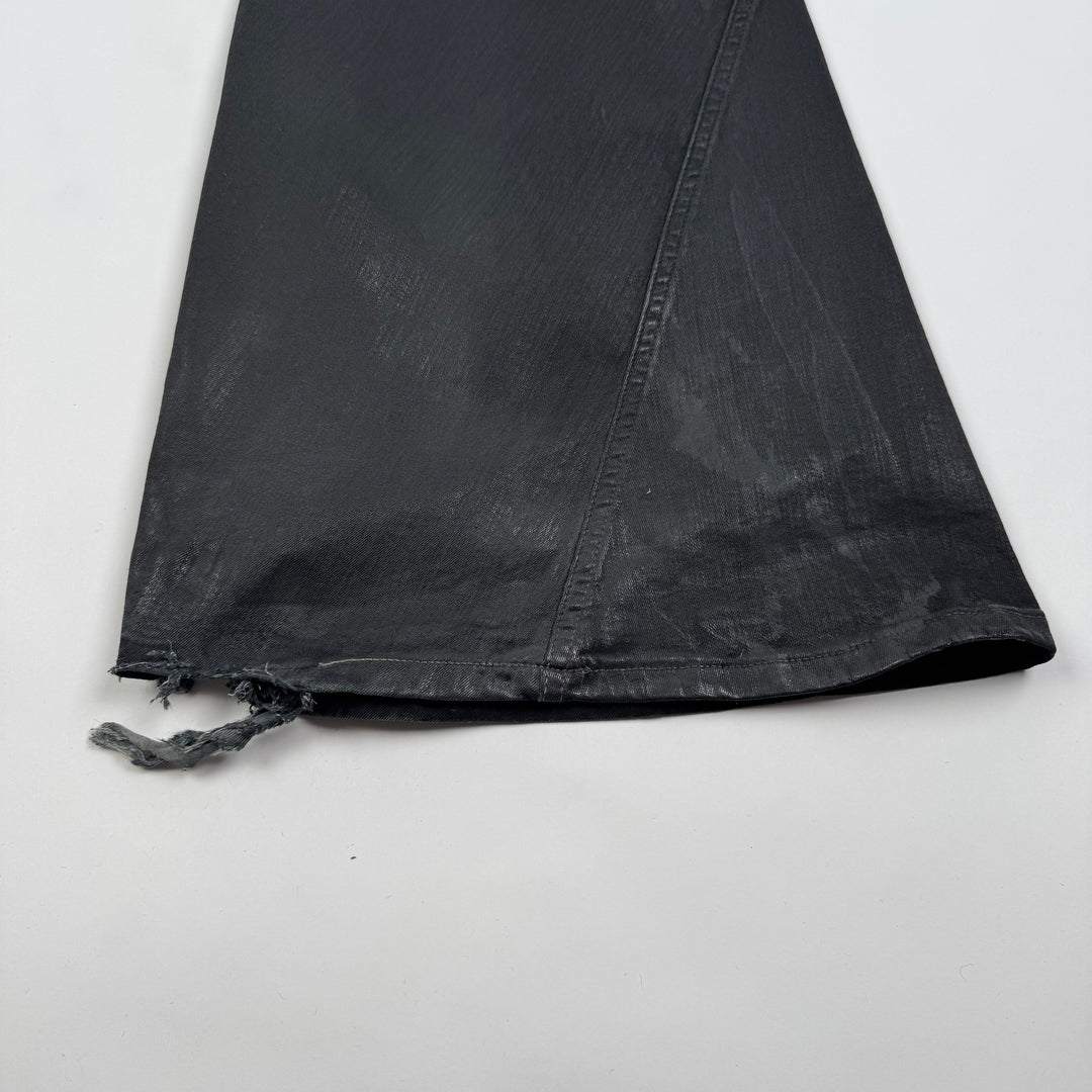 Rick Owens FW2024 Black Bias Bootcut Waxed Denim Pants