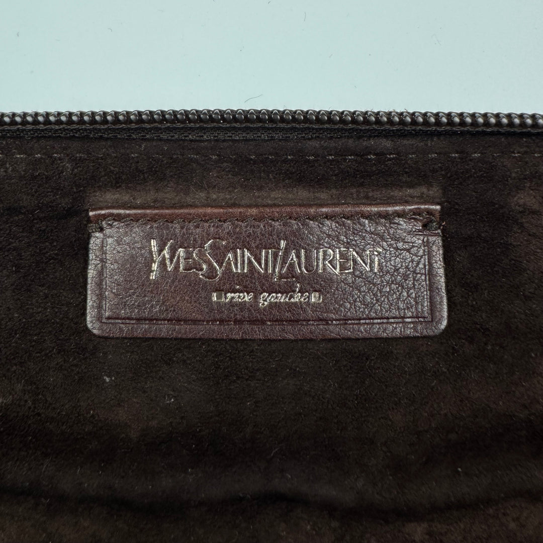 Yves Saint Laurent Rive Gauche SS2002 Brown XL Mombasa Leather Croissant Crossbody Bag