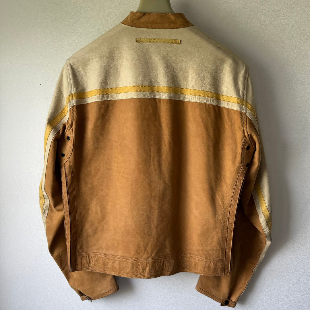 Prada Linea Rossa 2000’s Cropped Cafe Racer Moto Leather Jacket