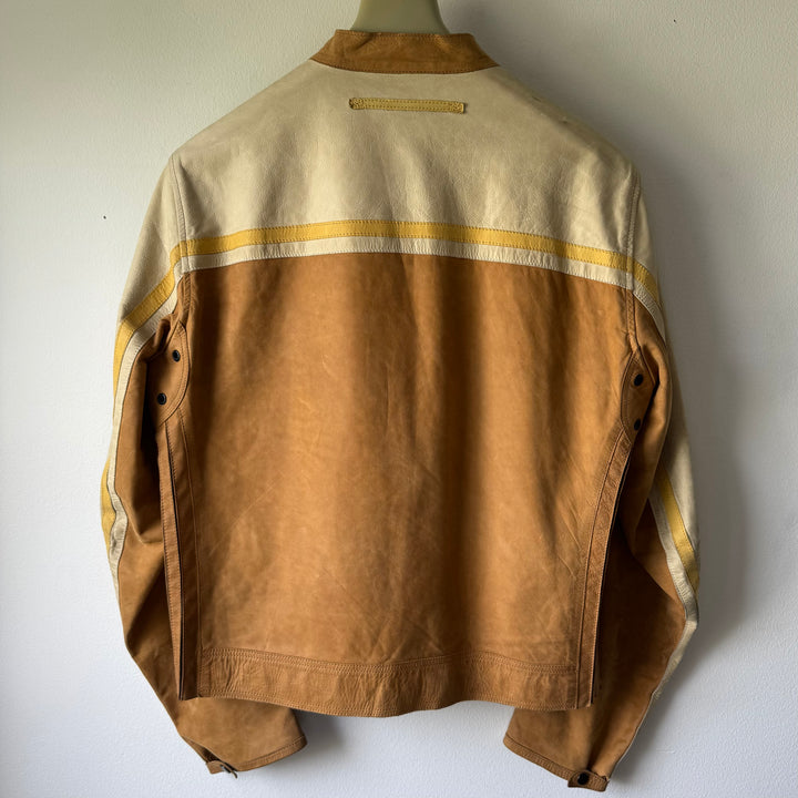 Prada Linea Rossa 2000’s Cropped Cafe Racer Moto Leather Jacket
