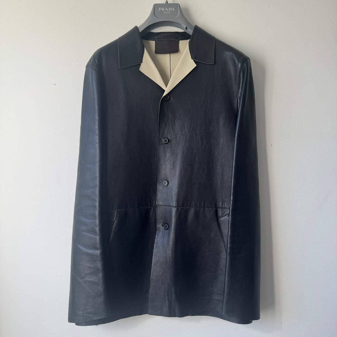 Prada 90’s Button Up Leather Jacket