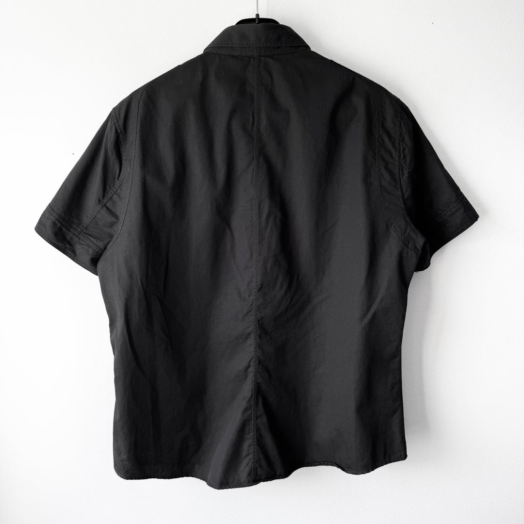 Gucci 2000’s Black Cotton Military Short Sleeve Button-Up Shirt