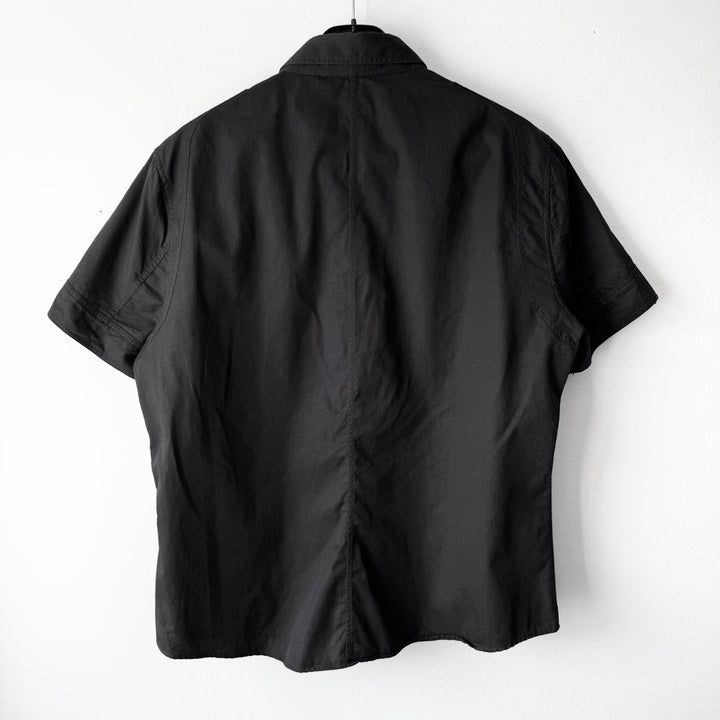 Gucci 2000’s Black Cotton Military Short Sleeve Button-Up Shirt