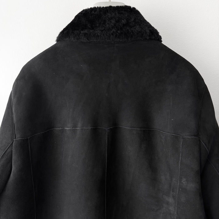 Prada FW2011 Black Sheep Shearling Leather Short Car Coat