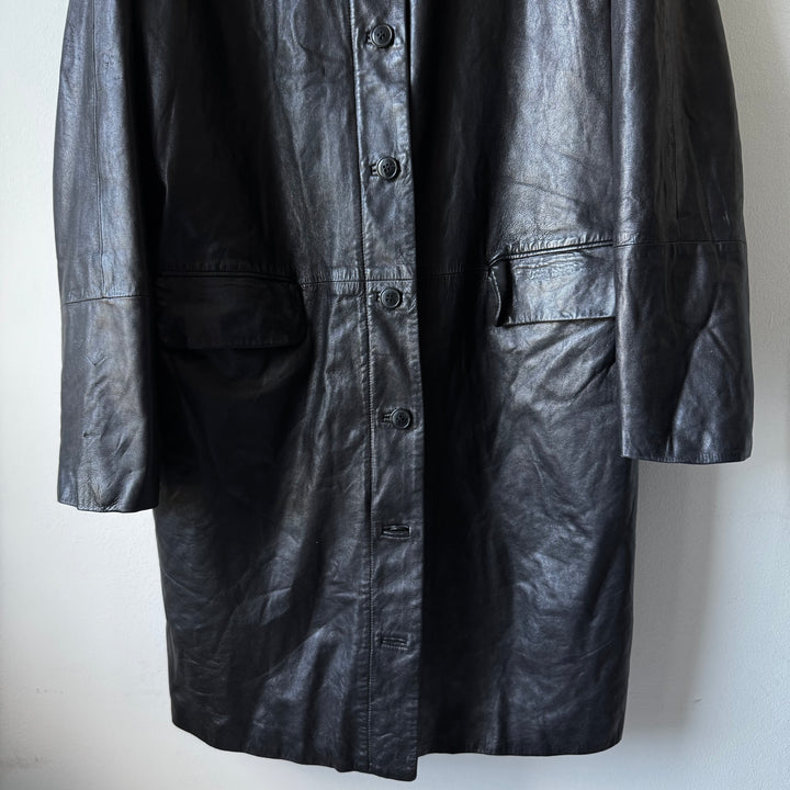 Helmut Lang 1990s Hooded Leather Parka