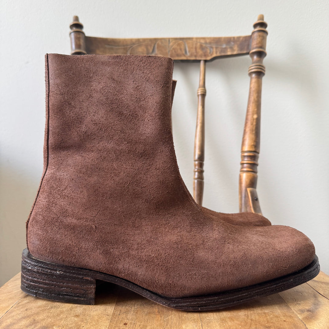 AW2003 Martin Margiela Brown Suede Square Toe Boots