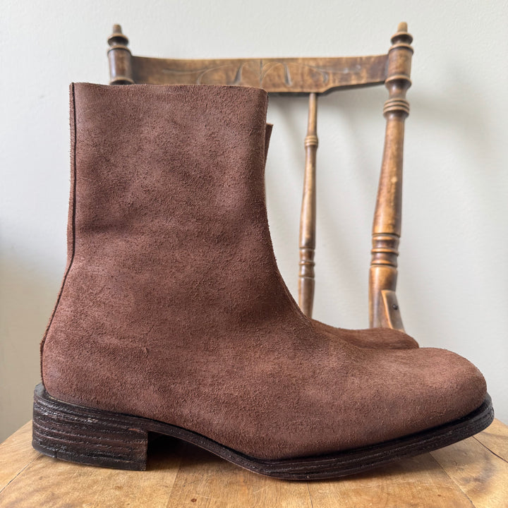 AW2003 Martin Margiela Brown Suede Square Toe Boots