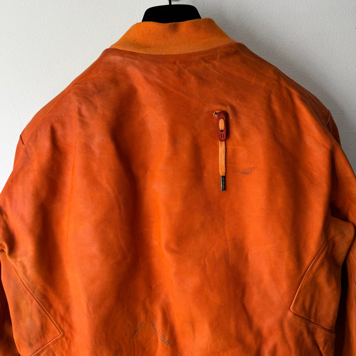 Boris Bidjan Saberi SS2018 Orange Horse Leather J3-F2424M Bomber Jacket