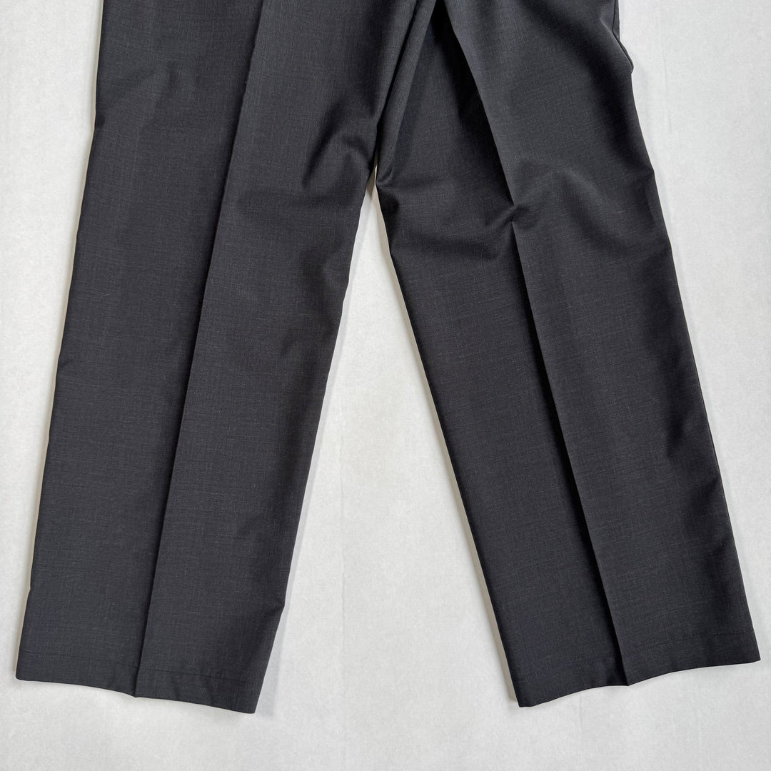 Prada 2022 Mainline Dark Gray Wide Fine Wool Logo Pants