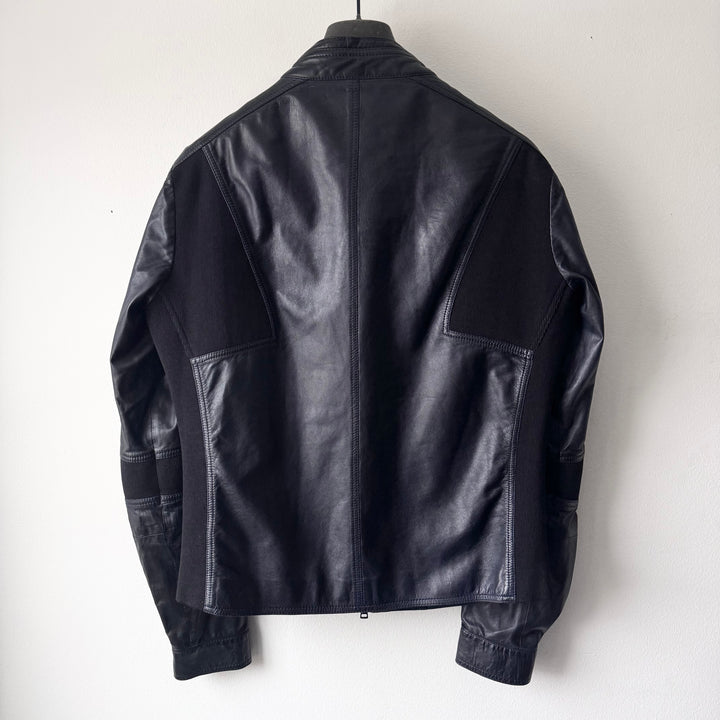 Gucci By Tom Ford SS1999 Navy Hybrid Cafe Racer Leather Jacket