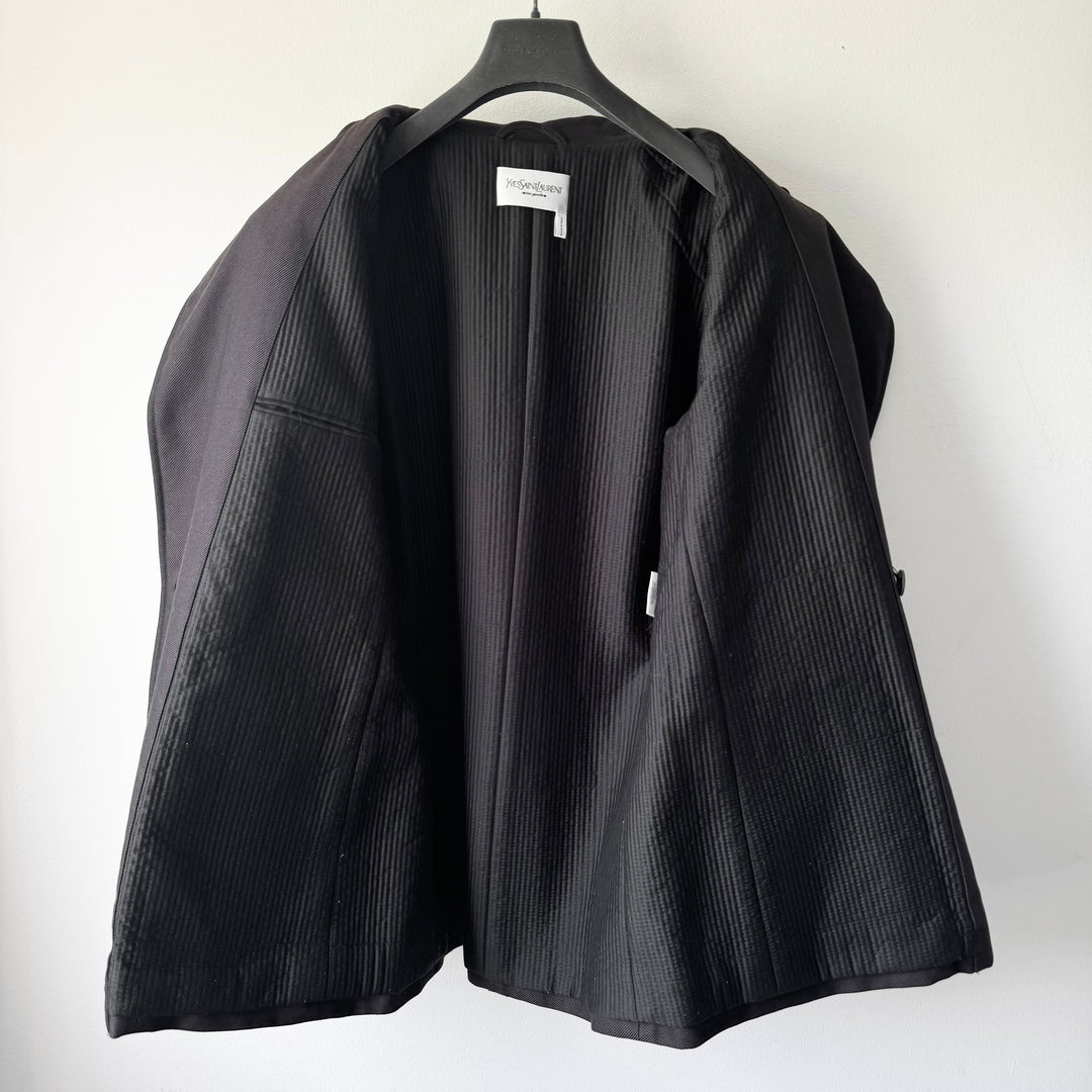 Yves Saint Laurent Rive Gauche By Tom Ford FW2001 Brown Cotton Double Breasted Short Coat