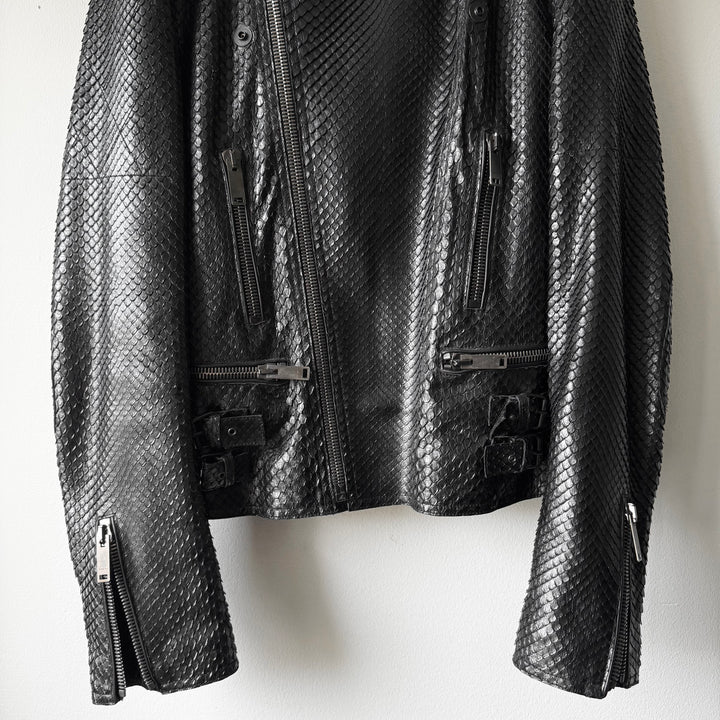 Gucci FW2006 Black Python Snake Skin Leather Biker Moto Jacket