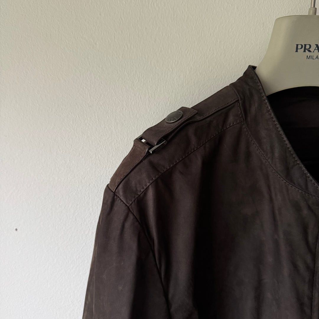 Prada SS2007 Brown Nubuck Leather Bomber Jacket