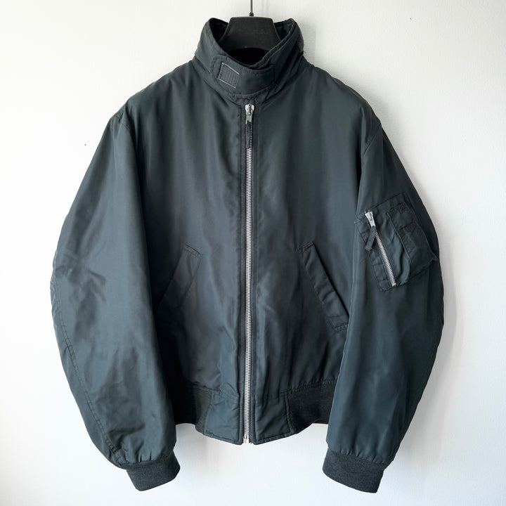 Helmut Lang AW1998 Gray Polyamide MA-1 Flight Bomber Jacket