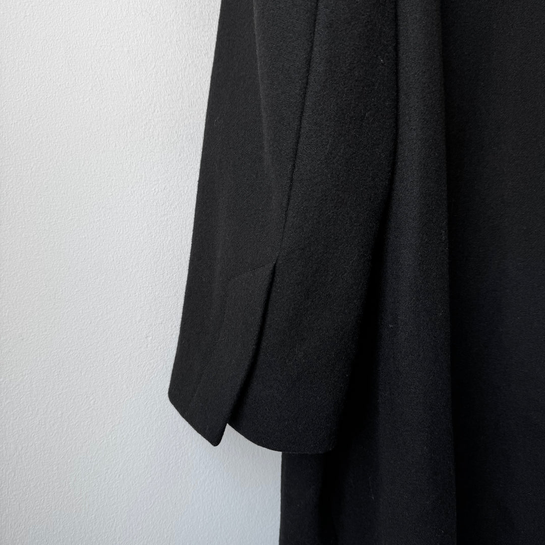 Prada FW1998 Black Asymmetrical Funnel Neck Wool Coat